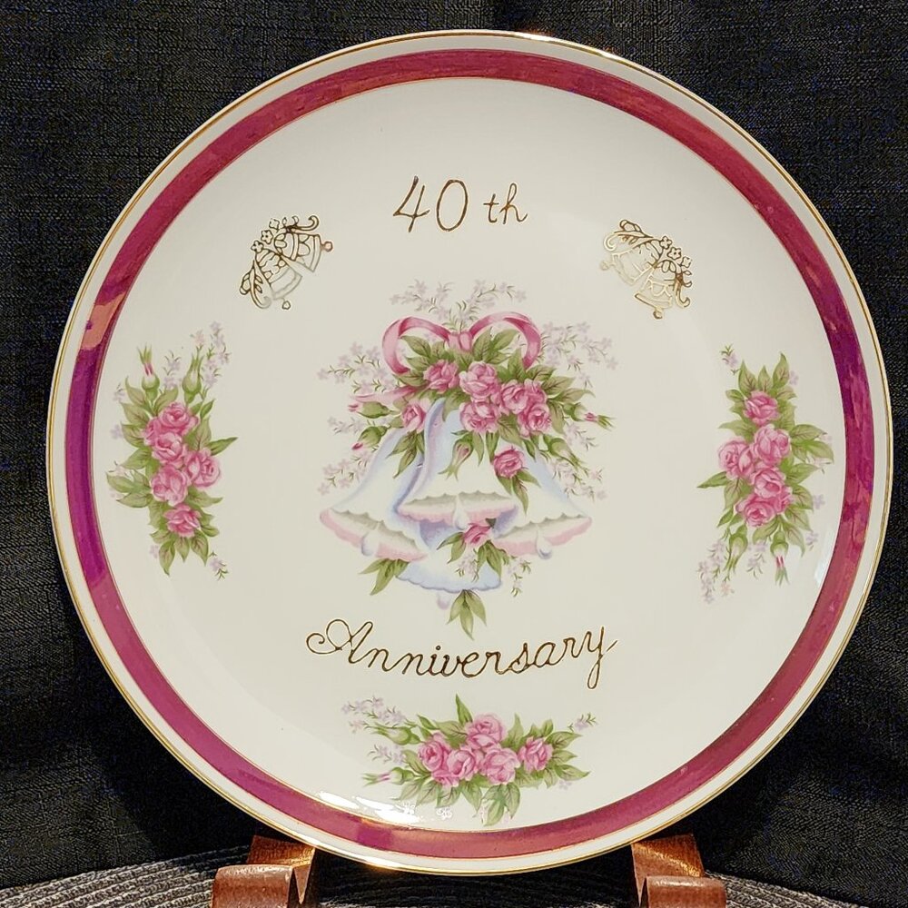 40th Wedding Anniversary Decorative Gift Plate - VTG